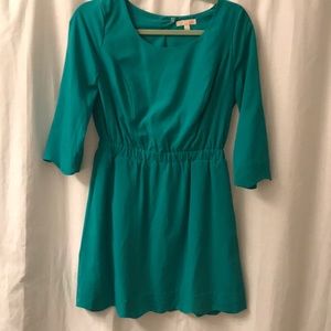 Green Dress with Scalloped Cutout